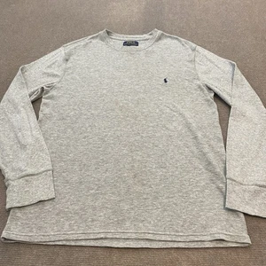 Polo Ralph Lauren Suéter Térmico Para Hombres L Gris Tejido Gofre Manga Larga Pullover - Imagen 1 de 8
