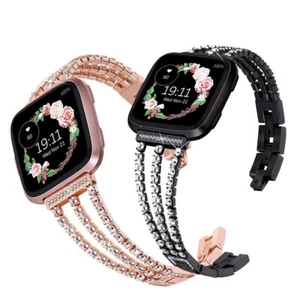 For Fitbit Versa 4/3/Sense 2/Sense Stainless Steel Diamond Metal Strap Band - Picture 1 of 15