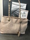 PERLINA Pale Pink Chevron Quilted Faux Leather Zip X-Large Handbag PreOwned GUC