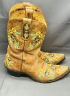 Old Gringo Embroidered Sora Floral Western Cowboy Boots Womens Sz 7 11”tall