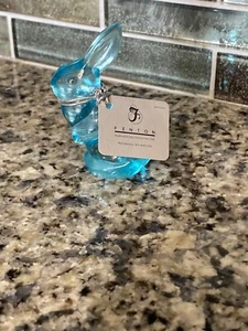 Fenton Glass Mini Rabbit Figure in Teal or Light blue with original tags 2.75”T - Picture 1 of 3