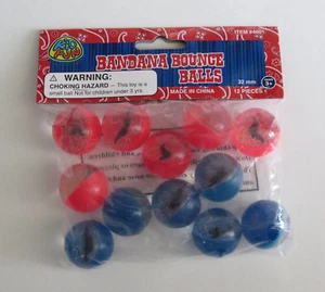 12 Bandana Rubber Bouncy Ball 32mm Western Cowboy Kid Bday Party Goody Bag Favor - Picture 1 of 2