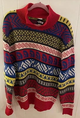 Vintage The North Face Men's Pullover Sweater Wool Geometric Aztec Ski Large - Image 1 of 4