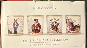 Williams Sonoma Twas the Night Before Christmas Double Old Fashioned Glasses New - Picture 1 of 6