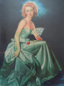 Pin Up Vintage Eventail. Chromo Image Ancienne Années 50. CHPU02 - Picture 1 of 2