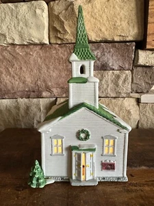 Department 56 New England Village 1986 "Steeple Church" 6530-7 Christmas Village - Imagen 1 de 11