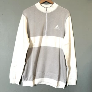Suéter Pullover Adidas Golf Gris Blanco Manga Larga Cuarto Cremallera Para Hombre Grande ¡NUEVO! - Imagen 1 de 7