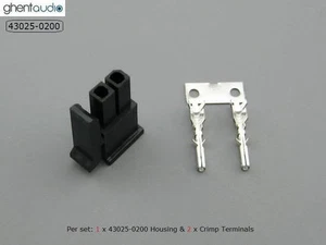 2 sets --- molex 43025-0200 Micro-Fit 3.0mm 2-circuits Housing & Crimp Terminal - Picture 1 of 1