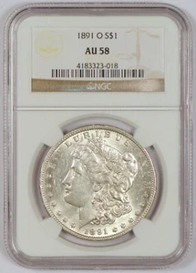 1891-O Morgan Silver Dollar Coin from the New Orleans Mint, Graded AU58 by NGC - Picture 1 of 4