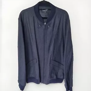 APC A.P.C. MENS BOMBER JACKET IN NAVY BLACK WOOL HERRINGBONE Size M/L - Picture 1 of 5