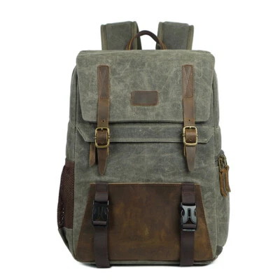 Waterproof Canvas DSLR Camera Backpack Bag Laptop Case USB Port For Canon Nikon - Image 1 of 4