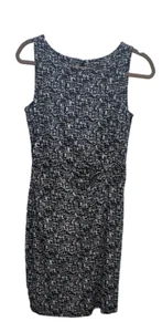 Ann Taylor Sheath Dress Petite Small Black Ivory Sleeveless Knee-Length Stretch - Picture 1 of 7