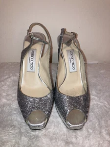 Auténticos tacones plateados brillantes brillantes Jimmy Choo - Imagen 1 de 12