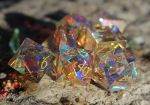 Cristal Arco Iris del Dragón - Juego de 7 Piezas Piedras Preciosas Poliédricas DND RPG 5e de Dados - Imagen 1 de 9