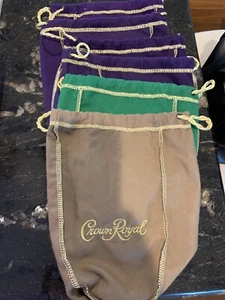 Crown Royal Bags Set of 6 Bags Total, 4 Purple , 1 Tan, 1 Green - Picture 1 of 4