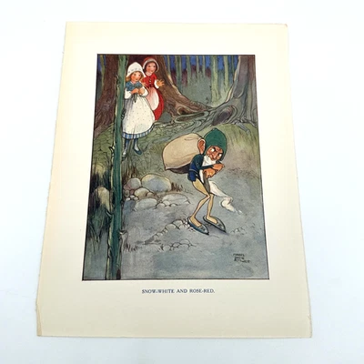 Impresión artística de cuento de hadas rojo Blancanieves y rosa de Mabel Lucie Attwell 7x10 Foto 1 de 2