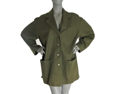 Chaqueta Blazer Casual Esquina Talla: Mediana Verde Enebro Lana Franela Parche Bolsillos Foto 1 de 4