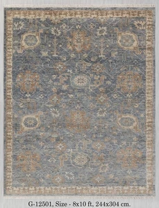 8x10 Blue Gray Traditional Turkish Oushak Soft Wool Hand Knotted Oriental Rug - Picture 1 of 15