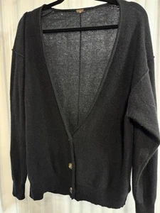 Cárdigan suéter Free People negro 100 % cachemir “School Boy” talla mediana - Imagen 1 de 6