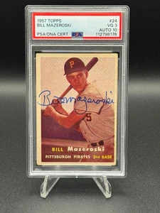 1957 Topps #24 Bill Mazeroski Signed Rookie Card ⚾️ HOF 🔥 PSA 3 DNA Auto 10 🔥 - Picture 1 of 3