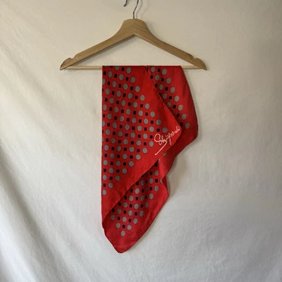 Bufanda cuadrada vintage Schiaparelli roja seda estampado geométrico Foto 1 de 4