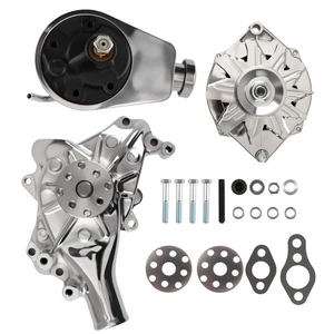 Water Pump+Alternator+Power Steering Pump Chrome Set for SBC 350 1969-1987 - Picture 1 of 11