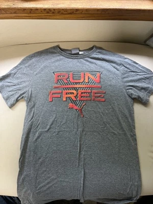 PUMA Boys Grey Tshirt XL. Red/Orange Lettering Short Sleeve - Image 1 of 4