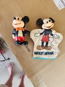 VINTAGE MICKEY MOUSE BANK AND HAND PUPPET - Picture 1 of 9