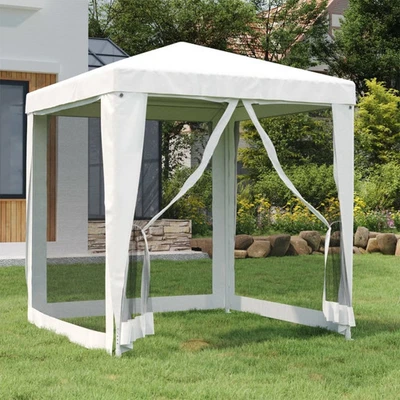 Party Tent with 4 Mesh Sidewalls 6.6'x6.6' White - Image 1 of 4