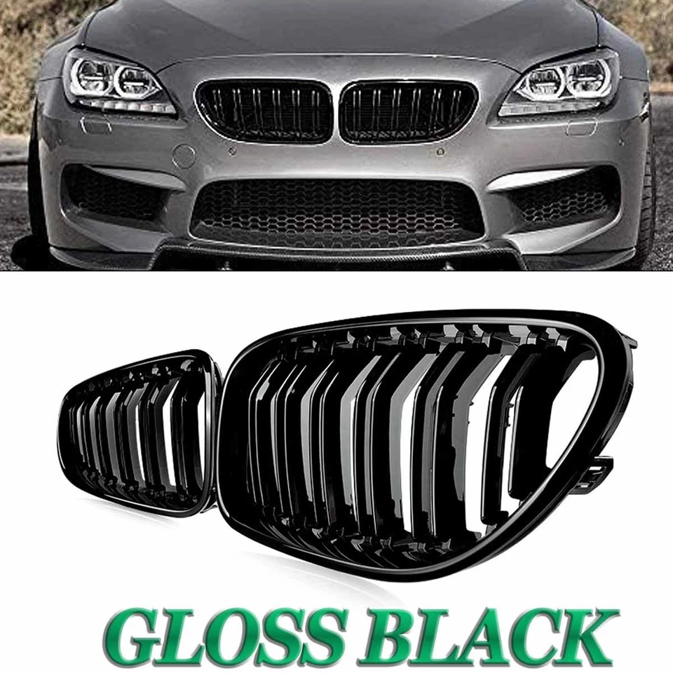 Gloss Black Front Kidney Grille Grill For 2012-2018 BMW F06 F12 F13 M6 650i 640i Foto 1 de 4