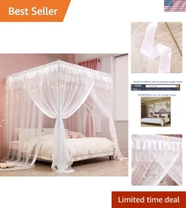 Whimsical White Bed Canopy for Twin Princess Bedrooms - All-Round Protection - Picture 1 of 10