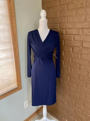 David Meister темно-синий эластичный платье для официальных приемов - размер 2, новый, свадьбы гостя - Изображение 1 из 3