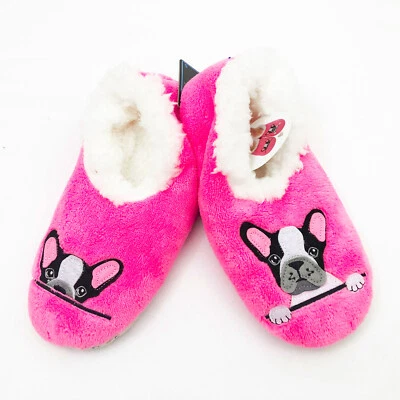 Zapatillas antideslizantes Snoozies para mujer rosa Frenchie perro pequeñas 5/6 Foto 1 de 4