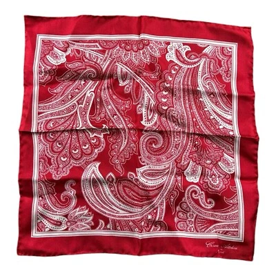 Pañuelo para hombre Cesare Attolini rojo blanco cachemira seda pura 12x12 Foto 1 de 4