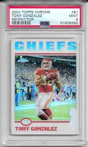 2004 TOPPS CHROME REFRACTOR #81 TONY GONZALEZ PSA 9 MINT NONE HIGHER HOF CHIEFS - Picture 1 of 2