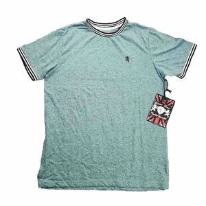 Lions Crest by English Laundry CrewNeck Fitted Ringer T-Shirt Teal Heather Men S - Picture 1 of 10