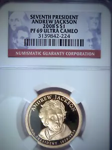 2008-S SETTIMO PRESIDENTE ANDREW JACKSON, NGC PF 69 ULTRA CAMEO - Foto 1 di 4
