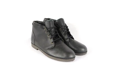 Nuevo de Colección Años 90 Ala Roja Zapatos Mujer 7 Cuero Con Cordones Chukkas Chukka Botas Negras Foto 1 de 4