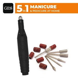 Nail Manicure Pedicure Set, 6 Diamond Nozzles, Sanding Belts GESS Black - Imagen 1 de 4