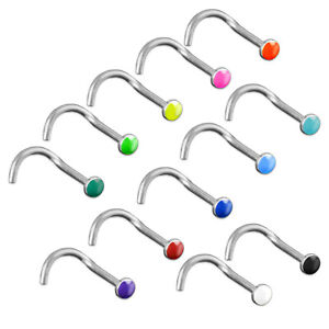 0,8mm Bent Nose Studs Enamel Nose Piercing Plug Enamelled Z466