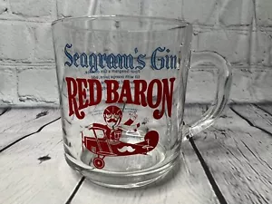 Taza Avión Volador Vintage Arcoroc France Seagrams Gin Rojo Barón Cerveza Vidrio Transparente - Imagen 1 de 11