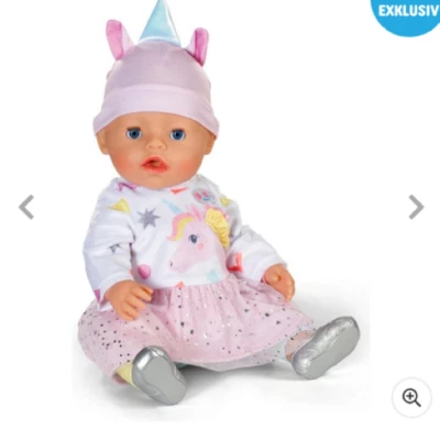 Zapf BABY born Puppe Emma im Einhorn Look mit 10 Funktionen 43 cm NEU & OVP - Bild 1 von 4