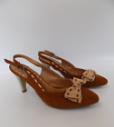 Slingback Shoes PAVERS High Heel Size 7 Womens Brown Tan Pointed Toe Ankle Strap