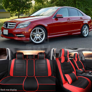 For Mercedes Benz C300 C350 Leather Car Seat Covers 5-Seats Front & Rear Cushion