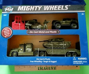 POTENTI RUOTE SET DI GIOCHI VEICOLO ESERCITO MULTITARIO. SERBATOI, ELICOTTERO, SEMI, SUV +ALTRO - Foto 1 di 2
