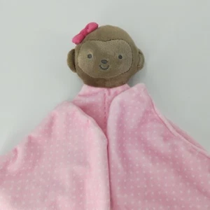 Carters Monkey Girl Baby Rattle Lovey Lovie Security Blanket Pink Polka Dot Soft - Picture 1 of 6