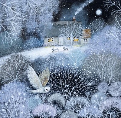 MUSEUMS & GALLERIES Winter Garden~Moonlit Owl~Christmas Card ~Museums Galleries~SINGLE CARD~164mm