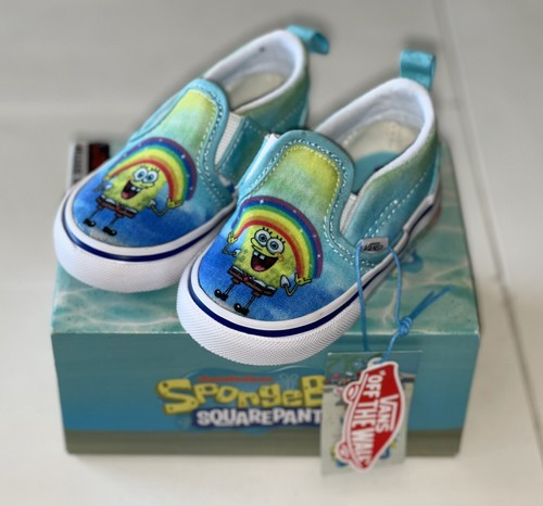Scarpe slip on VANS Spongebob Squarepants bambino arcobaleno taglia 4 NUOVE