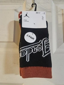 JORDAN YOUTH CUSHION SOCKS: 2 PAIR PACK: BLACK/BROWN: NEW IN PACKAGE: SIZE SMALL - Picture 1 of 7