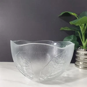 Vintage Kosta Boda Party Leaf Large Glass Serving Bowl 9" x 5.5" FLAW - Picture 1 of 12